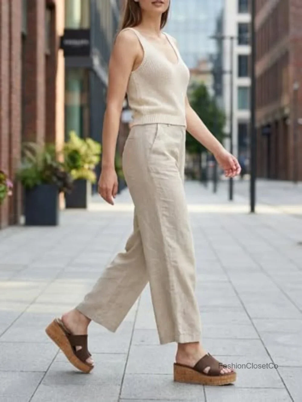 Open Toe Wedge Sandals Slip On Slides Cork Platform Comfort Summer Shoes